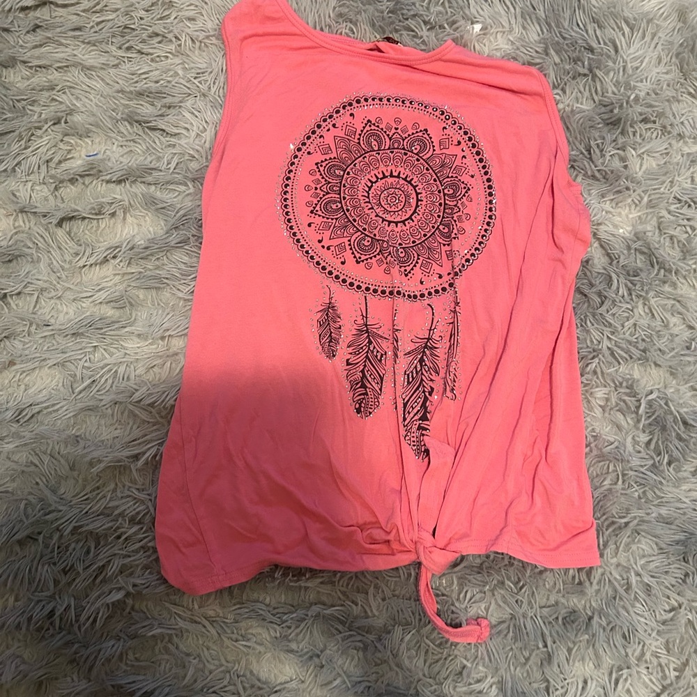 Coral Sleeveless Top with Dreamcatcher Design